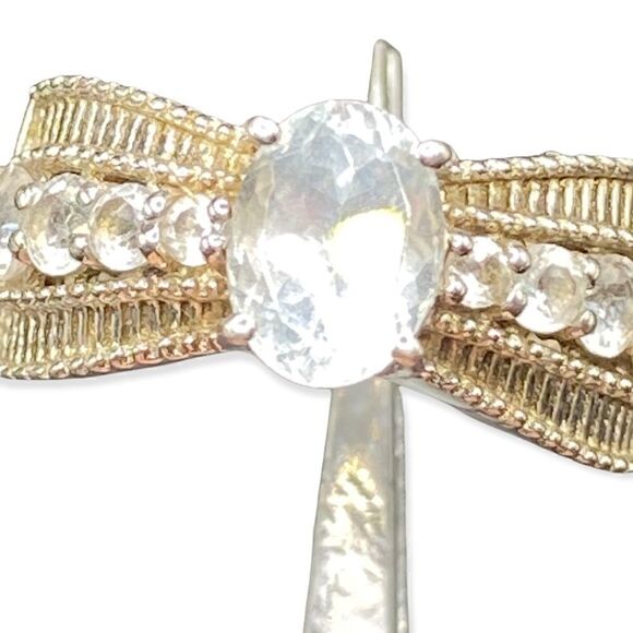 Aquamarine 9 stone ring I. Sterling silver marked 925 & GTS tested size 6 - Picture 11 of 15